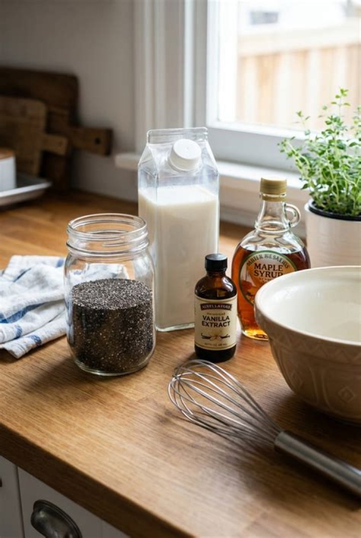 Milk, vanilla extract and maple syrup (for homemade coffee creamer).
